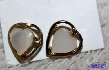 Heart shaped earrings mother of pearl in ster...