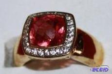 Pink topaz Swarovski Crystal Ring size 8 gold...