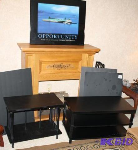 Home Furnishings   Two black end tables, one...