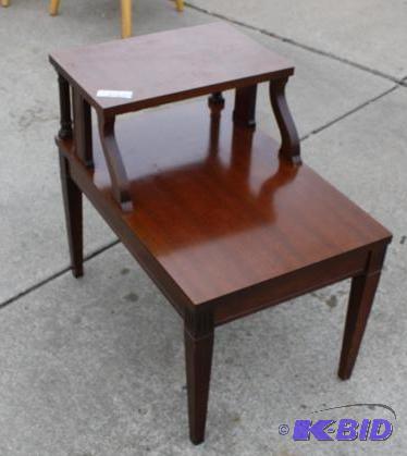 Wood end table, two-tiered, beautiful deep co...