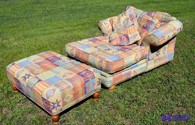 Lounge chair, matching ottoman and one back p...
