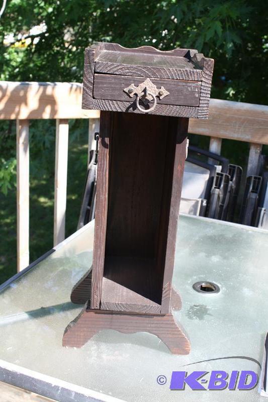 Ornate wood end table with small drawer- Tall...