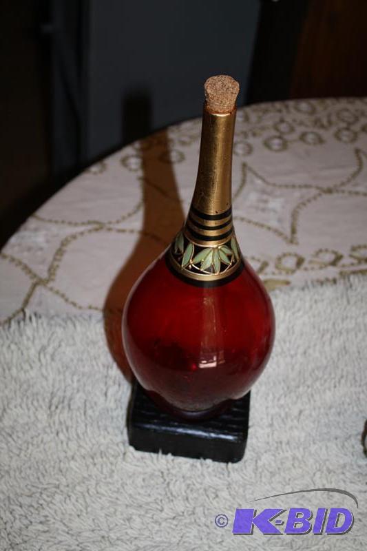 Red Decorated Wine Decanter with cork. May be...