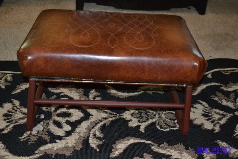 Stitched Leather Ottoman &nbsp16x12x7&quot...