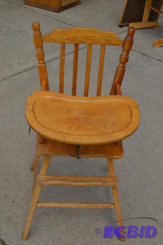 Antique hand made 100% oak baby chair with tr...