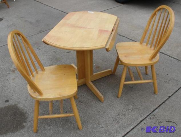 Blond Wood table with two matching chairs   R...