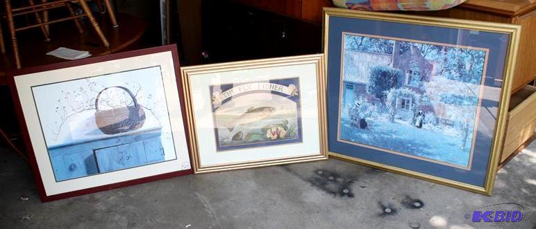 Three signed and framed art pieces   Pauline ...
