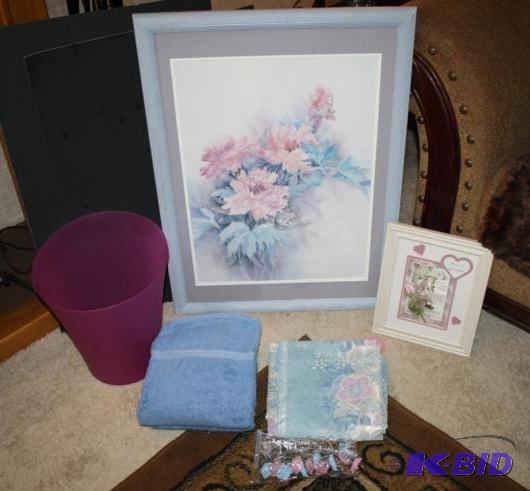 Two framed artworks, one floral and one &quot...