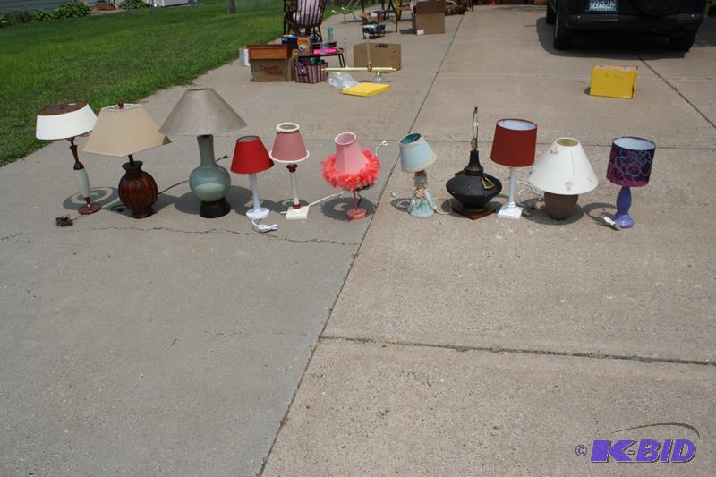 11 Table lamps with shades, except one does n...