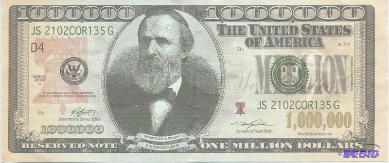 Million Dollar Bill (Not Real Currency) Coversation Piece