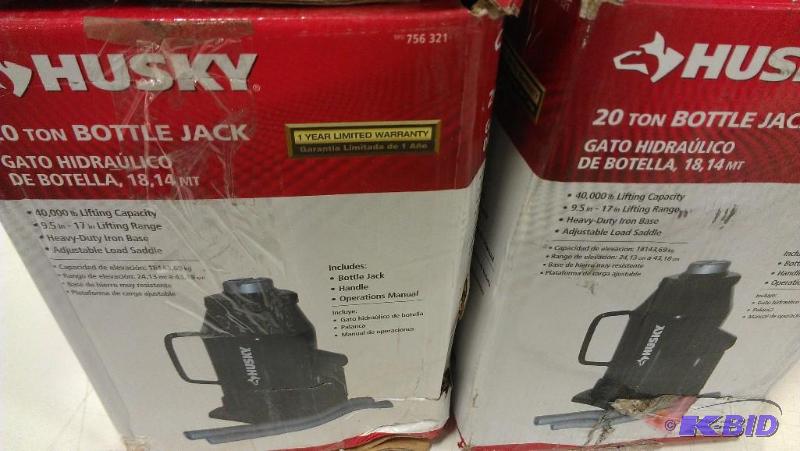 2 Twenty Ton Bottle Jacks. Husky. In taped up...
