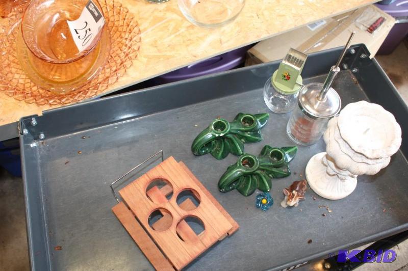 Box lot including Candle Holders, Glass Jars,...