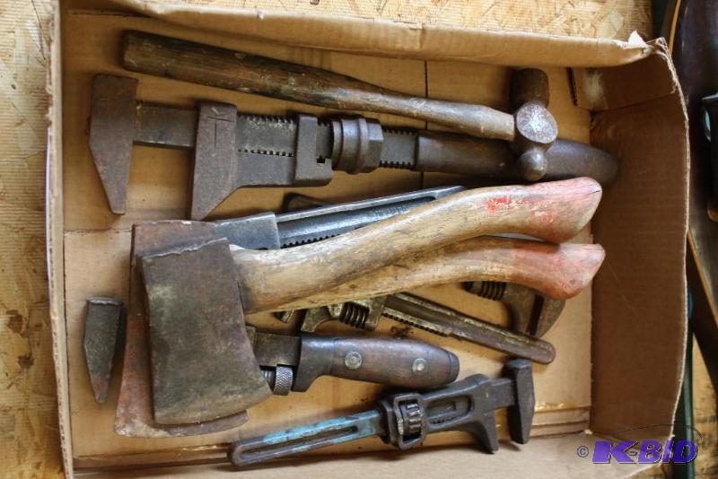 Box Lot of (9) Including (2) Vintage Hatchet...