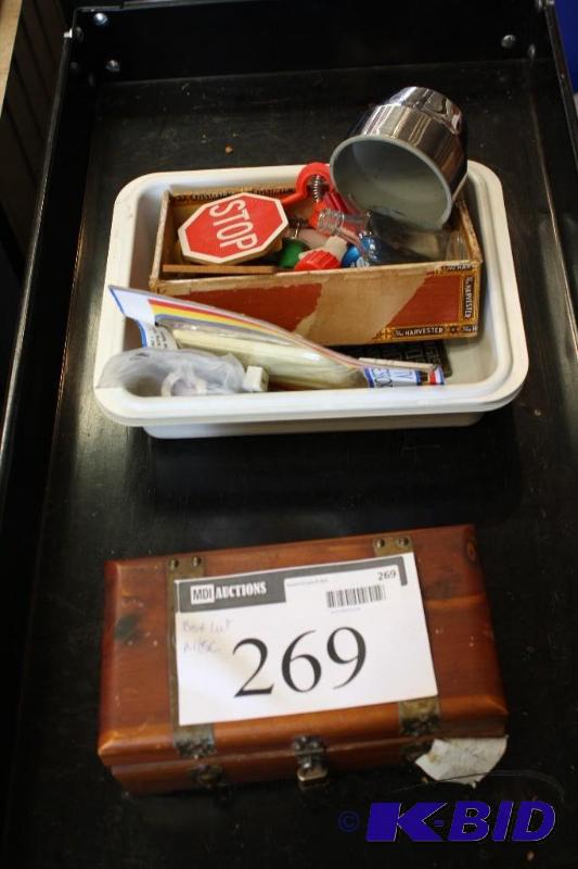 Box lot including Buttons, Needles, Nut Crack...
