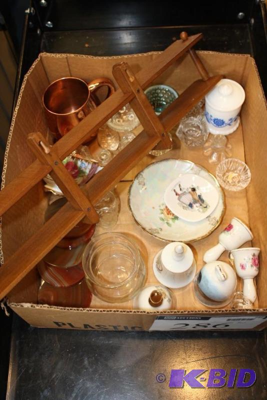 Box lot including Cut Glass, Hobnail, Glass B...