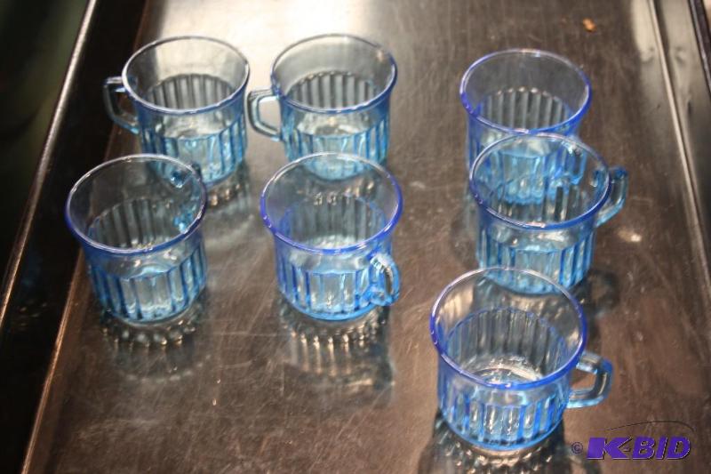 Lot of (7) Blue Depression Glass Style Fortec...