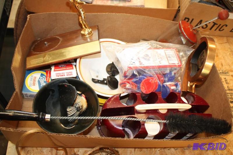 Box Lot Including Poker Chip Caddy with Chip...
