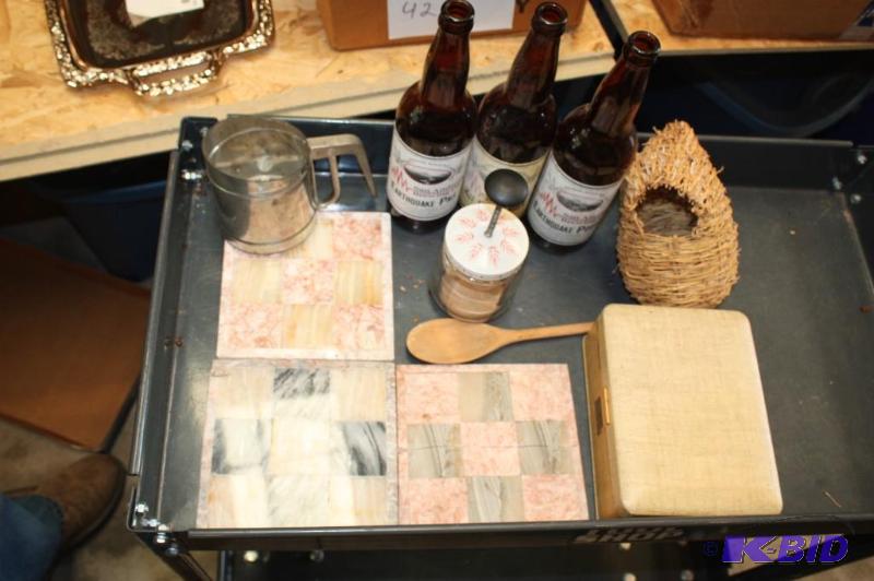 Box Lot Including (3) Marble Coasters (one b...