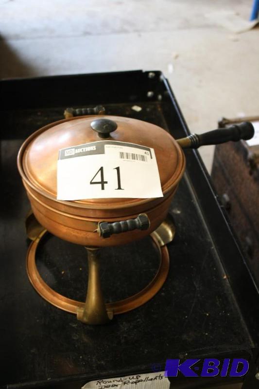 Vintage Copper Fondue Pot with Stand &nbsp...