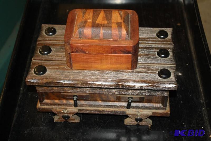 Lot of (2) Including (1) Wood Music Box with...