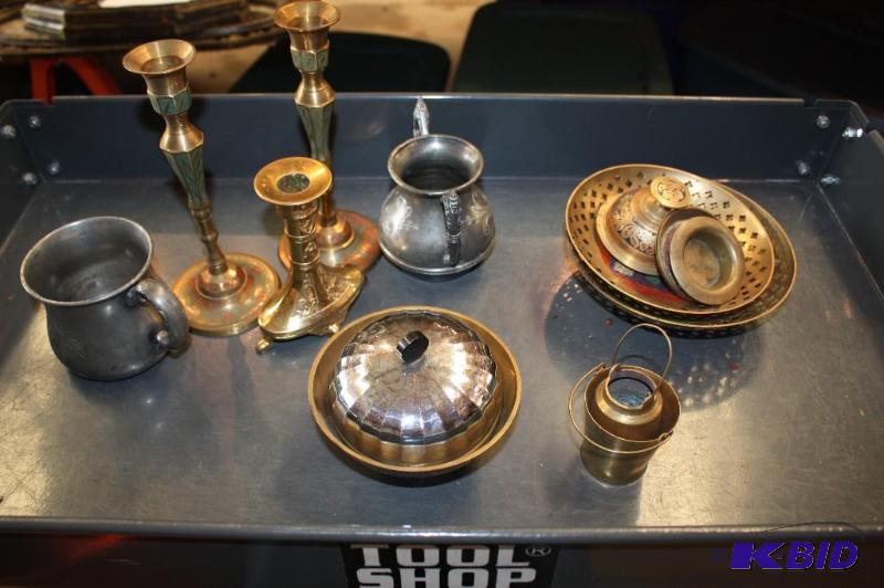 Lot of (15) Including Brass Candle Holders, ...