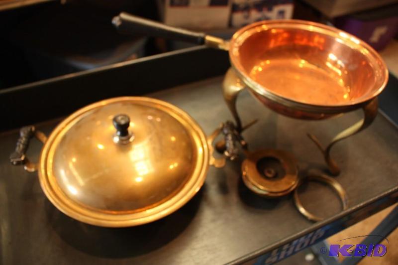 Lot of Perfection and Brass Cooking Pans and ...