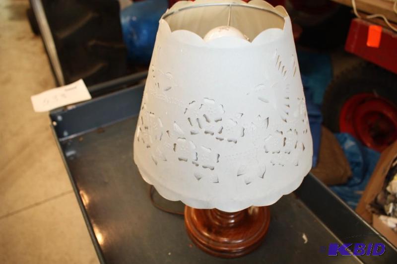 Vintage Lamp with Cutout Shade and Marble Bas...