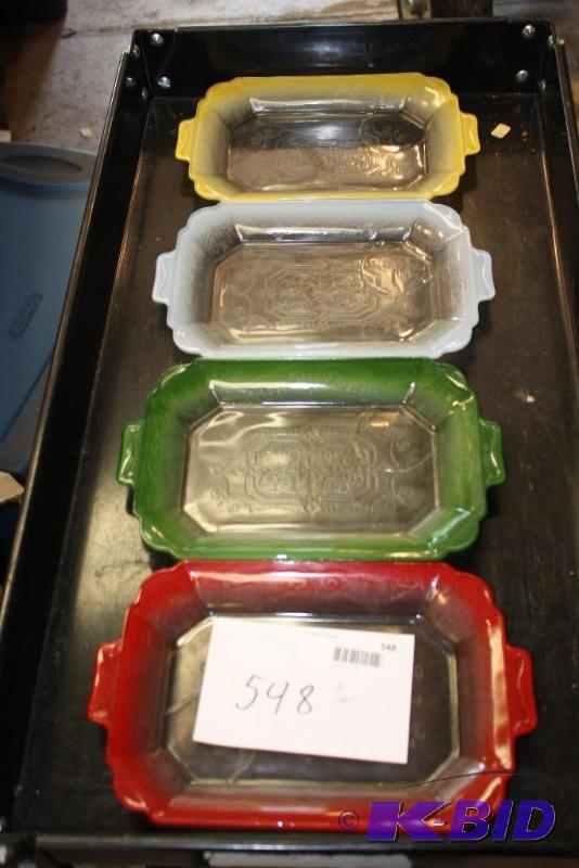 Lot of (4) Vintage Colored Glass Serving Tray...