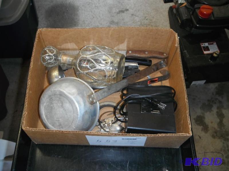 Box lot including Aroma Disc Player, Knives, ...