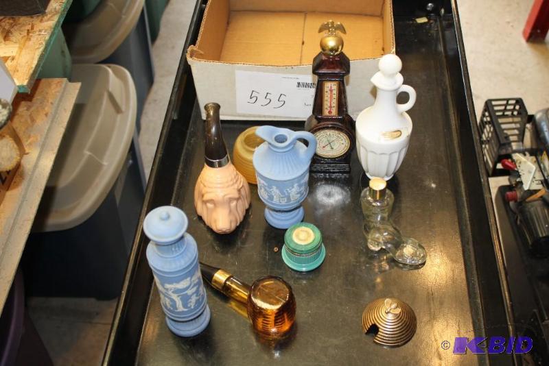 Box lot including Glass Perfume Bottles, Glas...