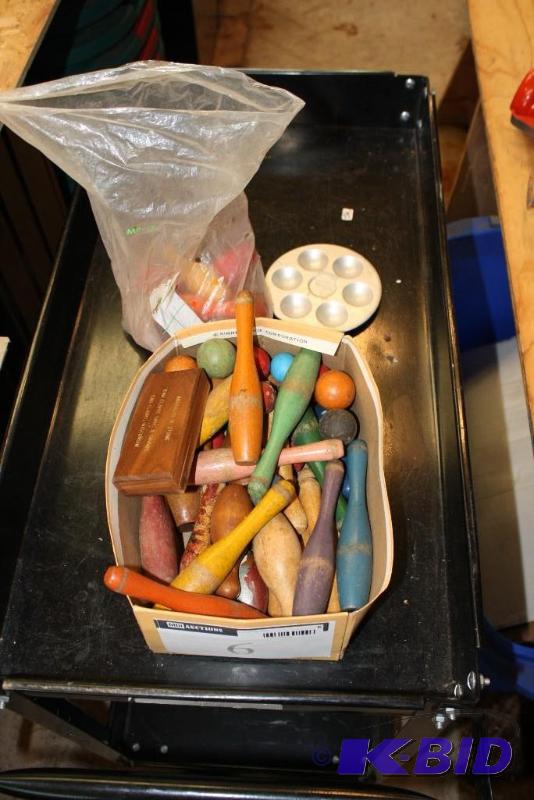 Box Lot Including Toy bowling pins and balls...