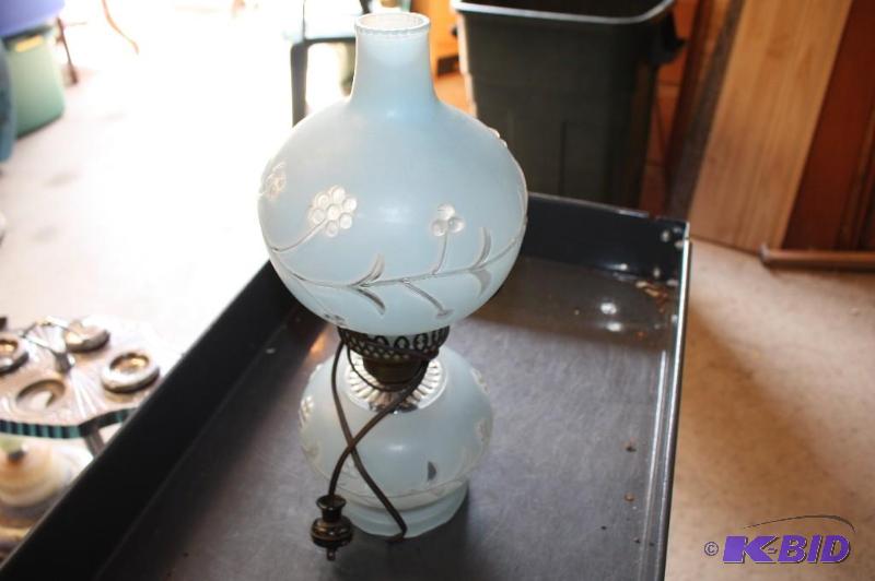 Vintage Victorian Blue Satin Glass Clear Flow...