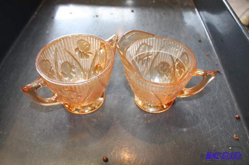 Lot of (2) Including (1) Pink Glass Sugar Bo...