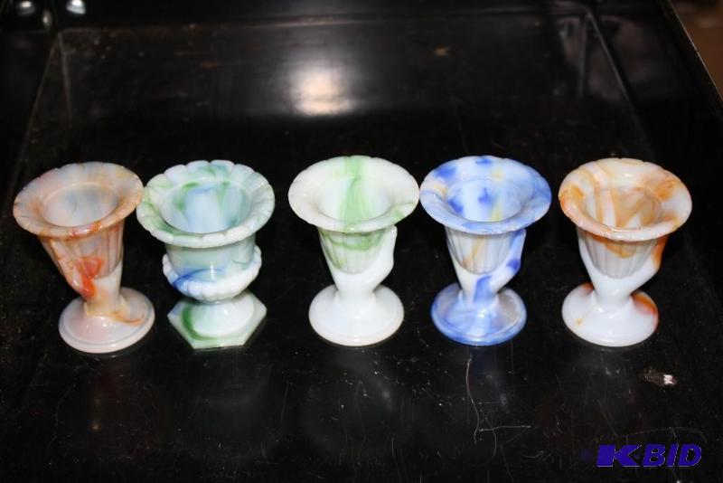 Lot of (5) Slag Milk Glass Toothpick Holder ...