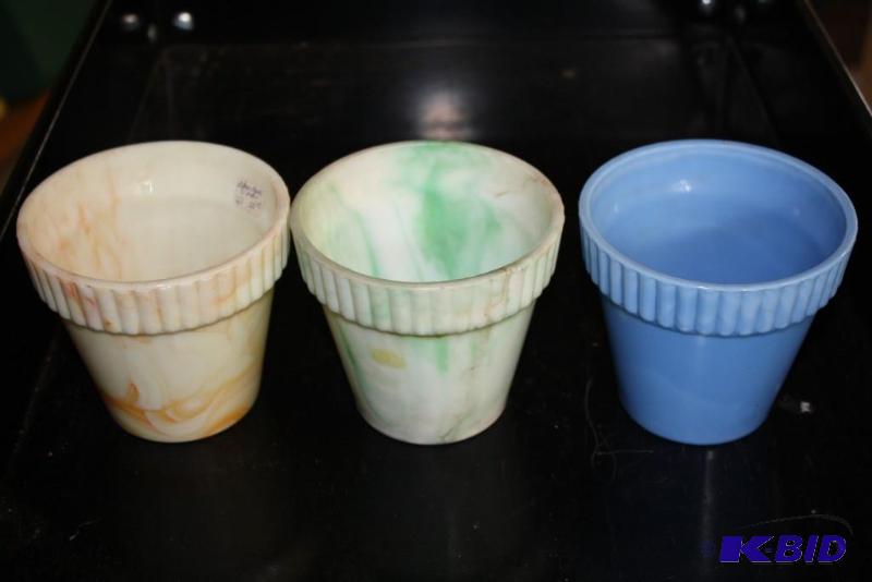 Lot of (3) Akro Agate Slag Depression Glass S...