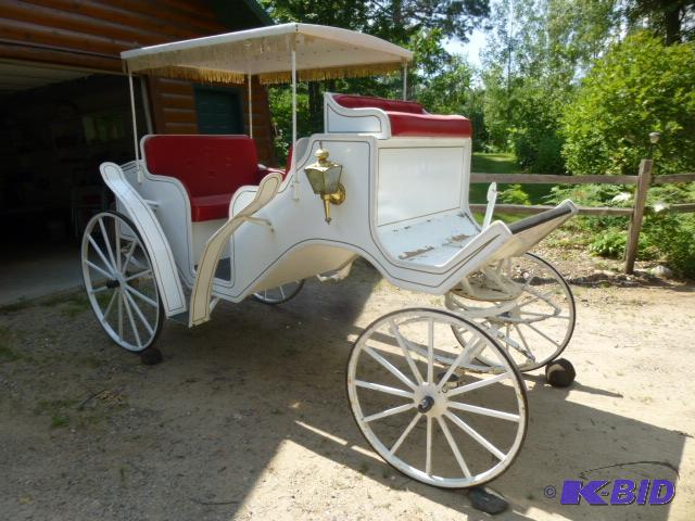 lot 1 image: Custom Made Horse Drawn Surry Carriage  ...