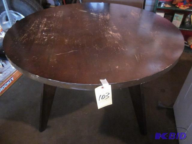 lot 103 image: 48 inch round wood dining table. ...