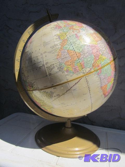 lot 117 image: Off white and metal base world globe. ...