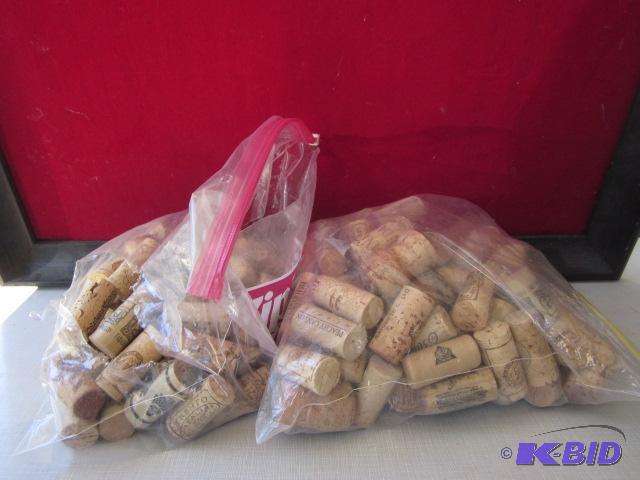 lot 137 image: (2) one gallon bags of vintage wine corks fro...