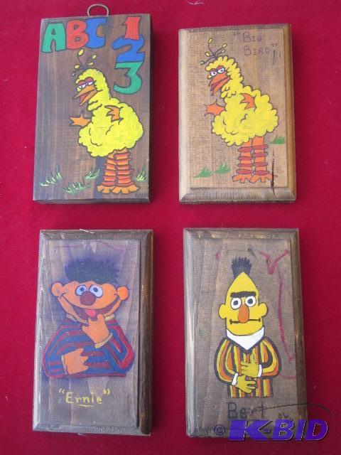 lot 139 image: Lot of (4) wooden hand painted Folk art Sesam...