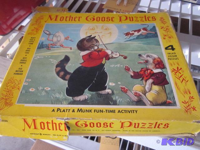lot 20 image: Vintage 1964 Mother Goose puzzles, (4) in the...