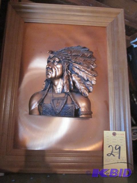 lot 29 image: 19 inch x 25 inch framed collectible copper a...