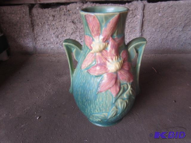 lot 30 image: Highly collectible 8 inch Roseville flowered ...