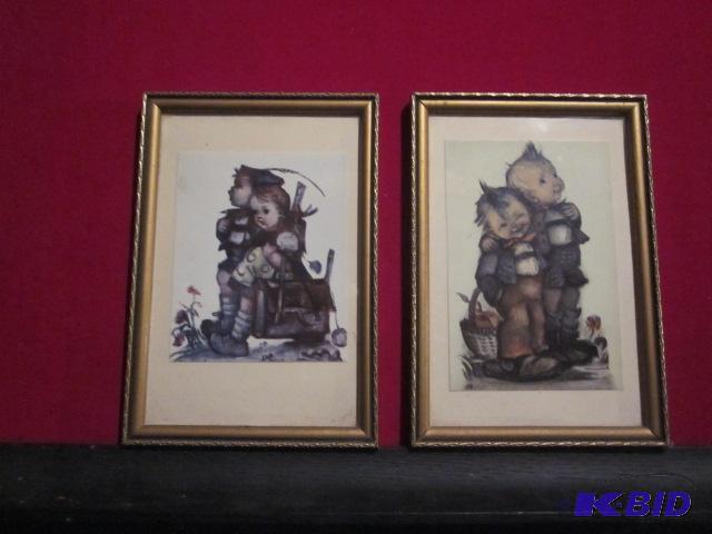 lot 50 image: Pair of framed Hummel art prints.  Both ...