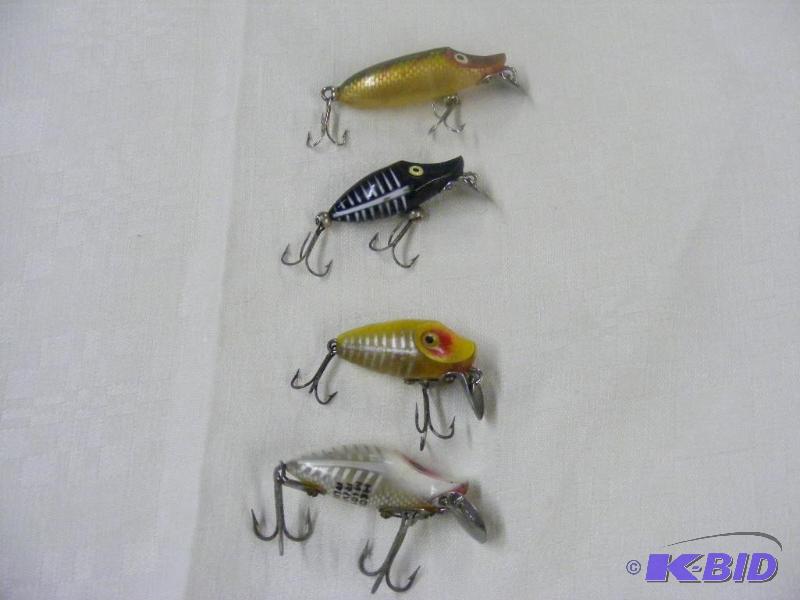 4 Lures, 3 of them have markings as follows, ...