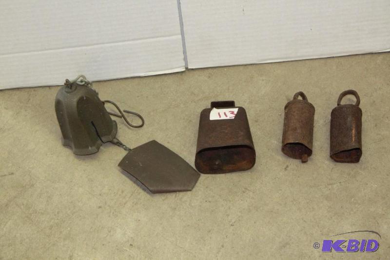 lot 113 image: 4 Antique Cow Bells or Farm Bells...