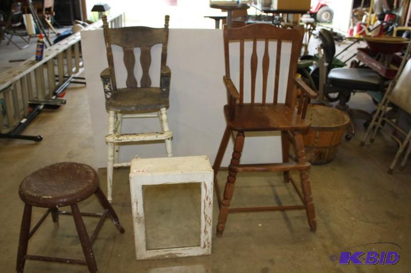 lot 122 image: Vintage to Antique   Baby High Chairs Wood  r...