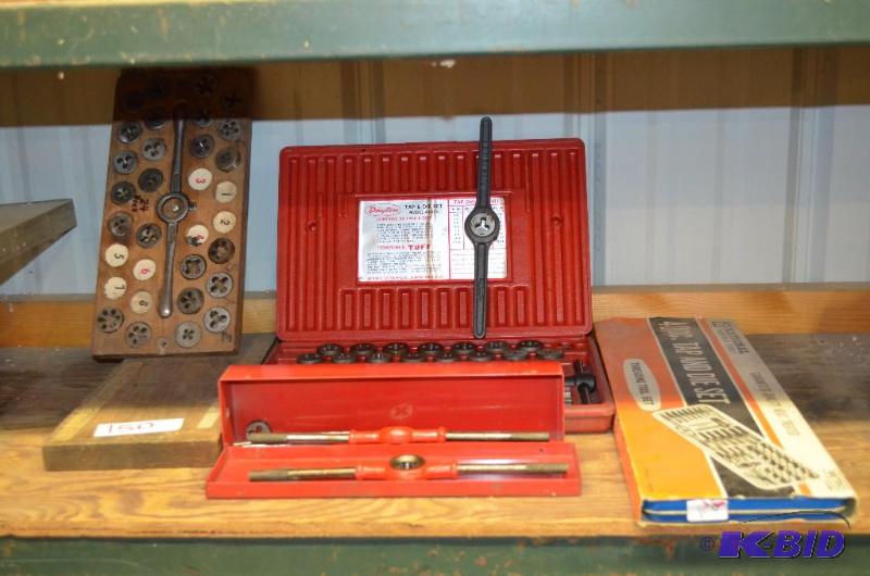 lot 150 image: Dayton Tap and Die Set  Wood board for meas...