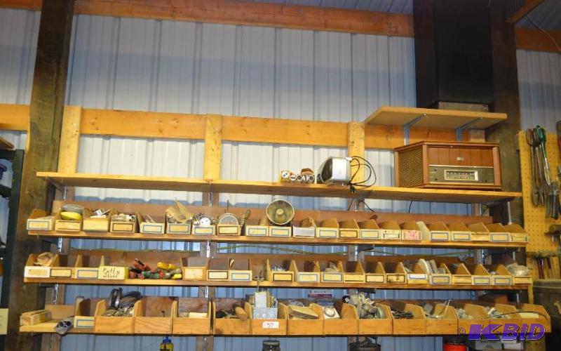 lot 157 image: Contents of 3 shelves - bring boxes to remove...