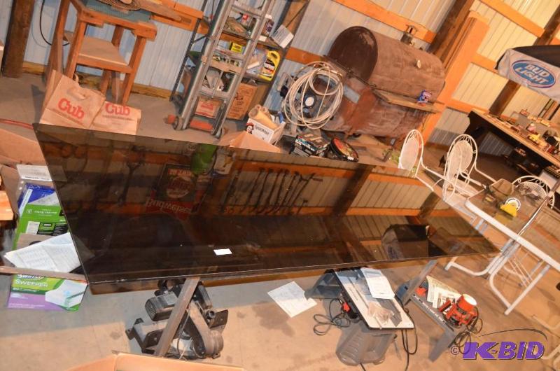 lot 192 image: Glass top conference room table- size is appr...